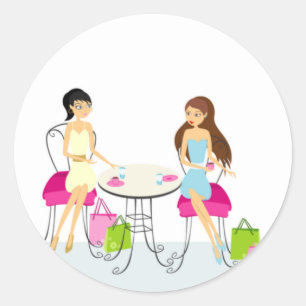 Two Ladies at the Cafe Stickers