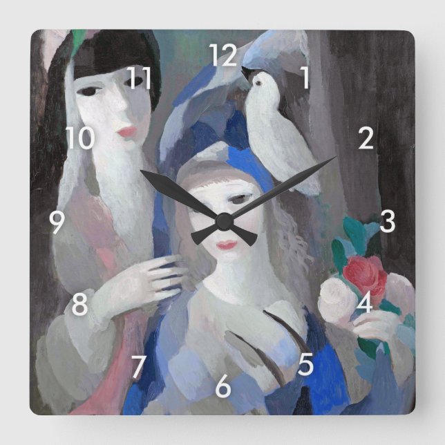 Two Lady and Dove, Marie Laurencin Square Wall Clock (Front)