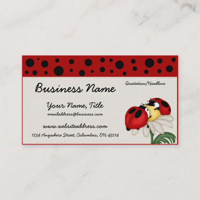 Two Ladybugs on a Flower Business Cards (Front)