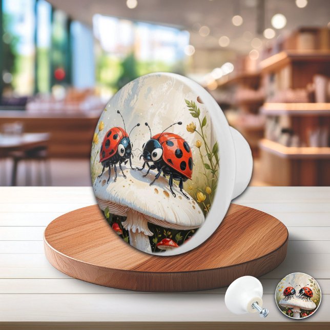 Two Ladybugs on a Mushroom Ceramic Knob (Creator Uploaded)