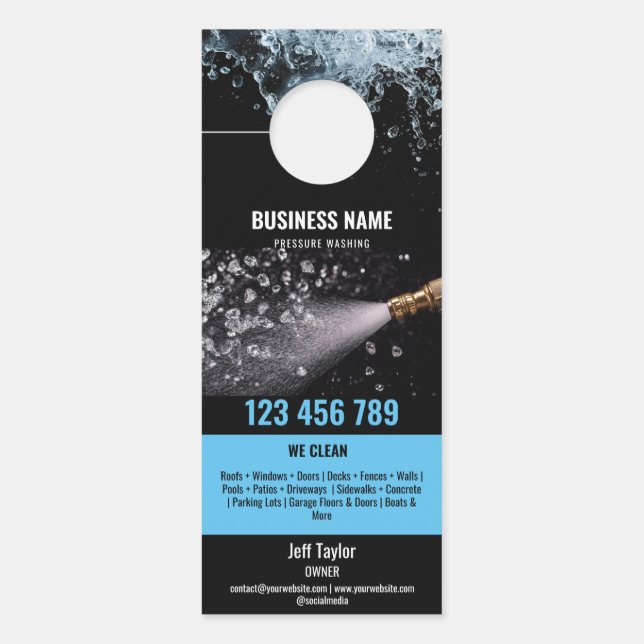 Two Languages Pressure Washing Power Washing Roof Door Hanger (Front)