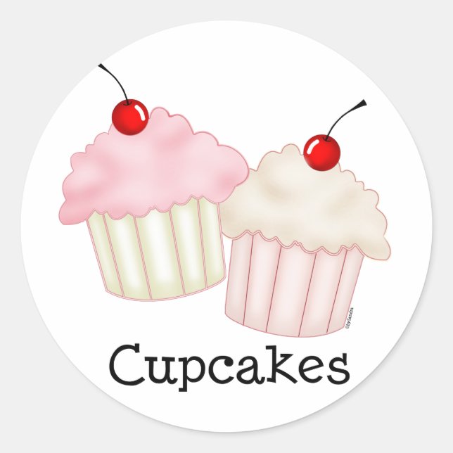Two Large Cupcakes Classic Round Sticker (Front)