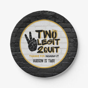 Two Legit Retro 90's Hip Hop 2nd Birthday Paper Plate