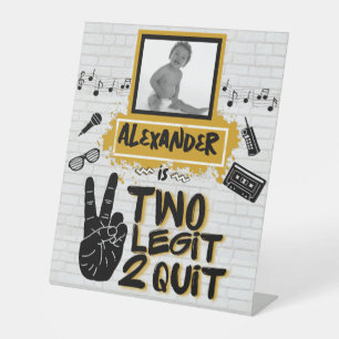 Two Legit Retro 90's Hip Hop 2nd Birthday Photo Pedestal Sign