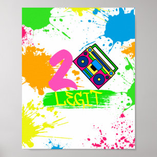 TWO LEGIT TO QUIT 2nd Birthday Colourful Poster