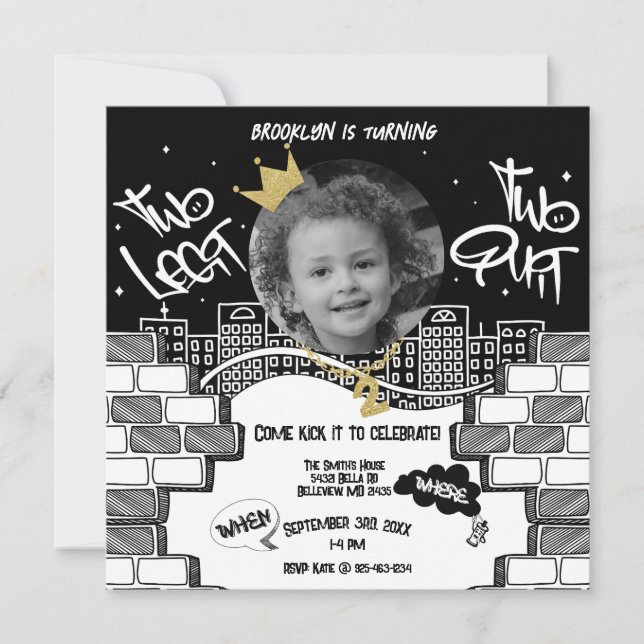 Two Legit To Quit 2nd Birthday Invitation (Front)
