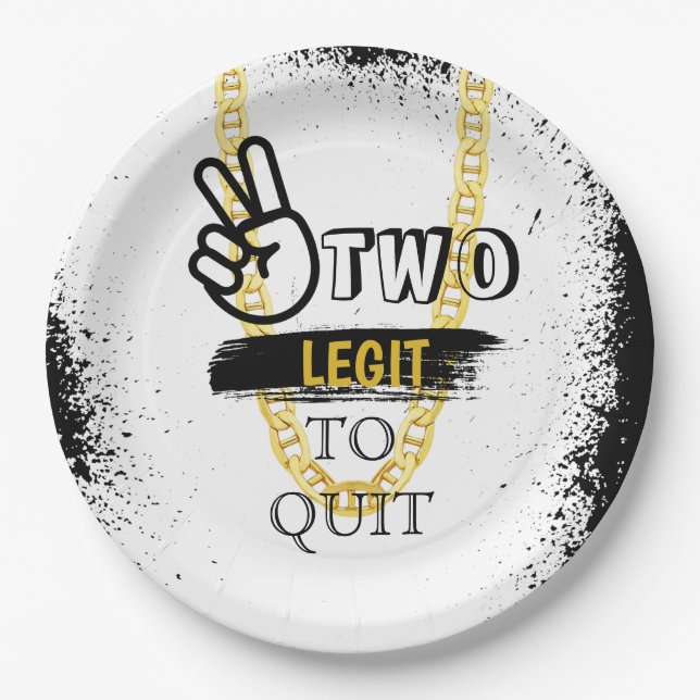 TWO LEGIT TO QUIT 2nd Birthday Paper Plates (Front)
