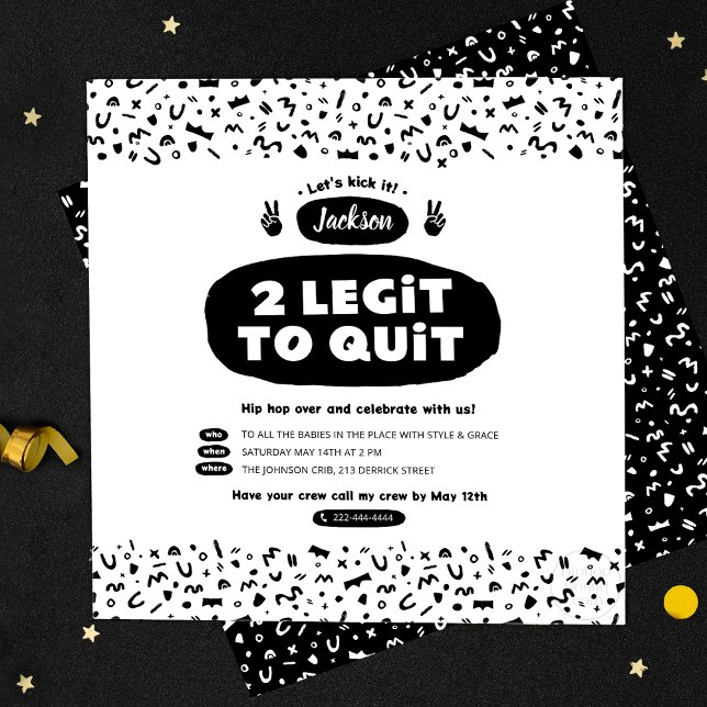 Two Legit To Quit, 90s Hip Hop Birthday Invitation (Creator Uploaded)