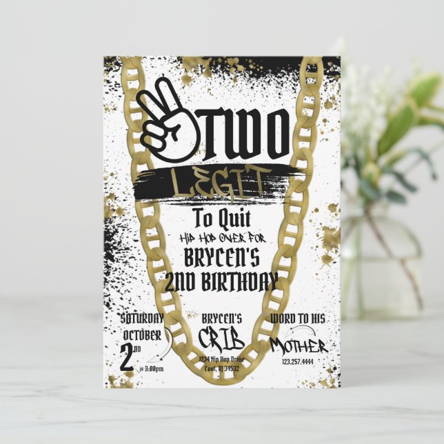 Two Legit to Quit Birthday Invitation (Standing Front)