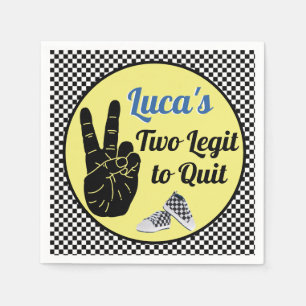Two Legit to Quit Retro 2nd Birthday Chequerboard Napkin