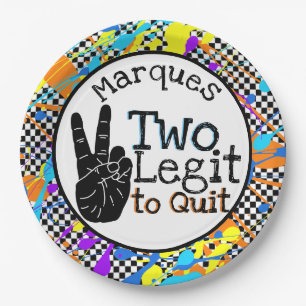 Two Legit to Quit  Retro 2nd Birthday Hip Hop Paper Plate