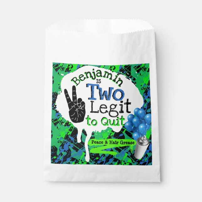 Two Legit to Quit | Retro Hip Hop Birthday Favour Bag (Front)