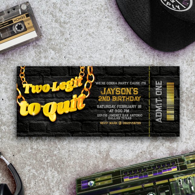 Two Legit Two Quit - 2nd Birthday Invitation (Two Legit Two Quit - 2nd Birthday Invitation)