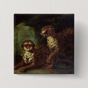 Two Leopards, c. 1820 15 Cm Square Badge
