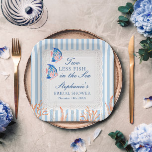 Two Less Fish in the Sea Custom Bridal Shower Paper Plate