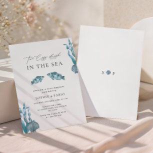Two Less Fish in the Sea Monogram Engagement Party Invitation