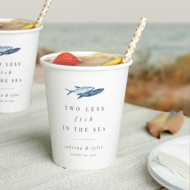 Two Less Fish in The Sea Personalised Wedding Paper Cups (Creator Uploaded)