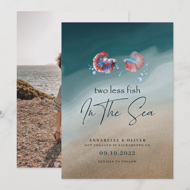 Two Less Fish In The Sea | Photo Engagement  Annou Announcement (Front/Back)