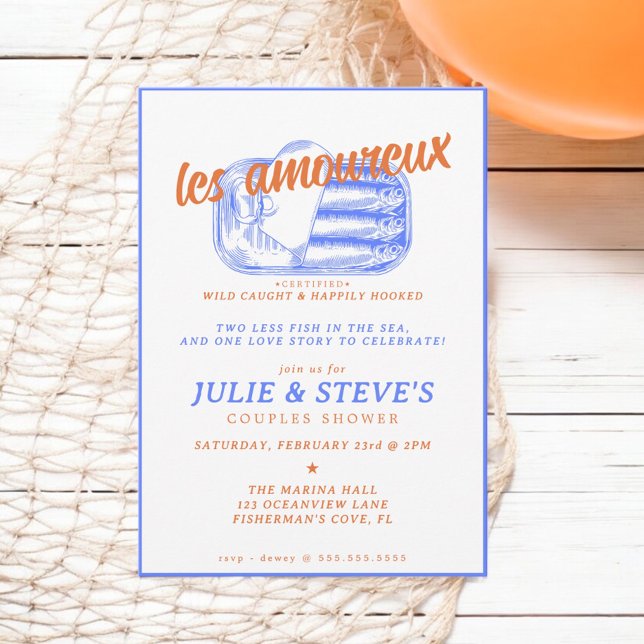 Two Less Fish in the Sea Sardines Couples Shower Invitation (Creator Uploaded)