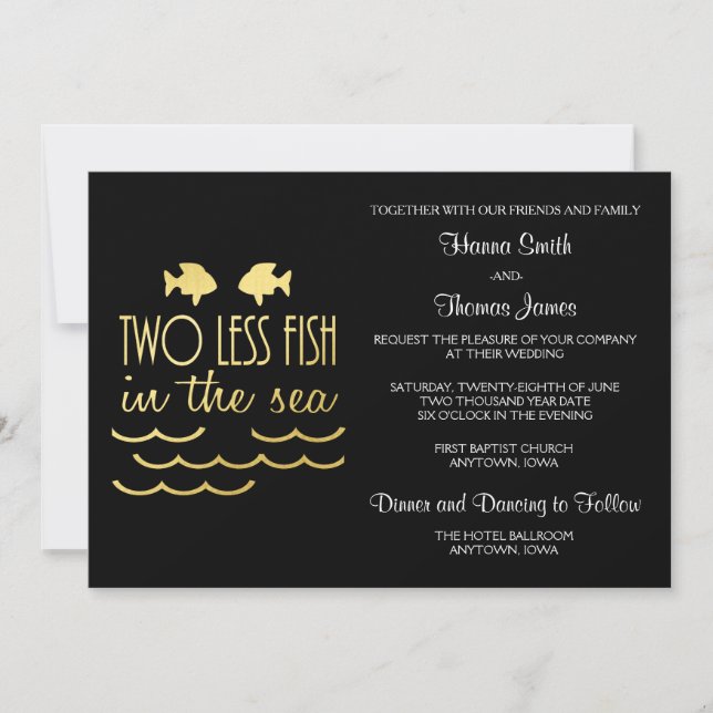 Two Less Fish in the Sea Wedding Invitation (Front)