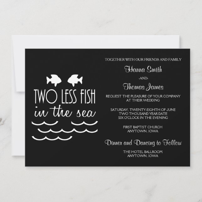 Two Less Fish in the Sea Wedding Invitation (Front)