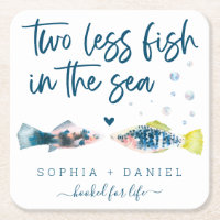 Two Less Fish In The Sea Wedding Square Paper Coas