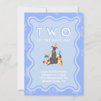 "Two Let the Dogs Out" 2nd Birthday Invitation