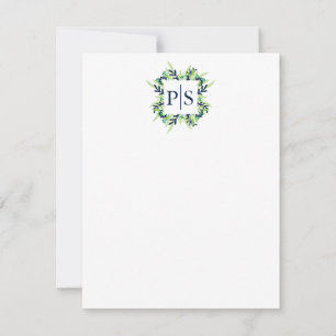 Two Letter Floral Monogram Personalised Stationery Card