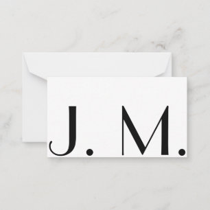 Two Letter Monogram Modern Black White Minimal Card