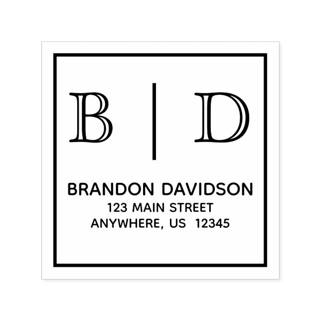 Two Letter Monogram Self Inking Stamp (Design)