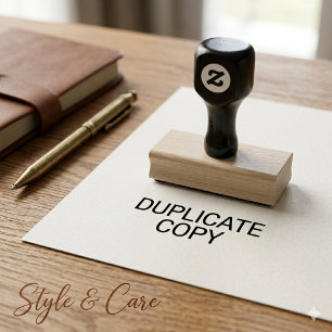 Two Line DUPLICATE COPY Personalised Rubber Stamp