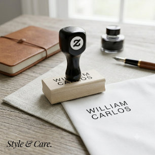 Two Line Full Name Personalised Wood Art Rubber Stamp