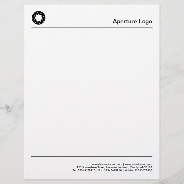 Two Lines - Aperture Logo Custom Letterhead (Front)