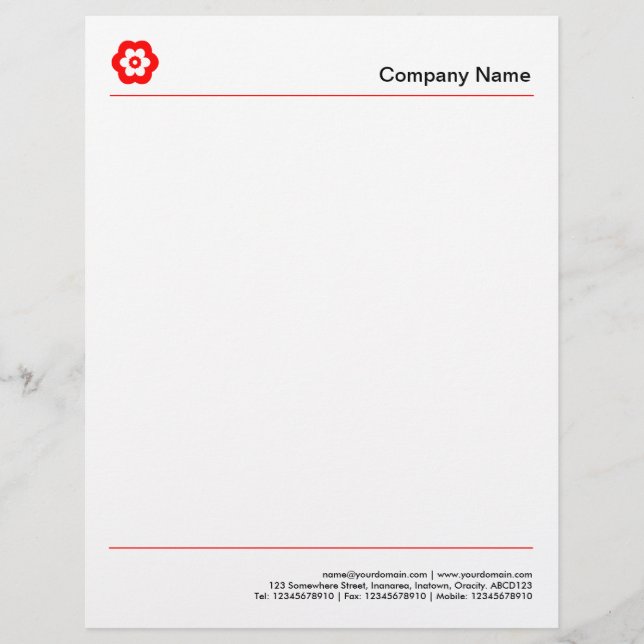 Two Lines - Red Custom Letterhead (Front)