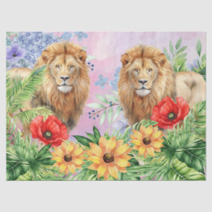 Two Lions Floral Fantasy Jungle Decoupage Tissue Paper