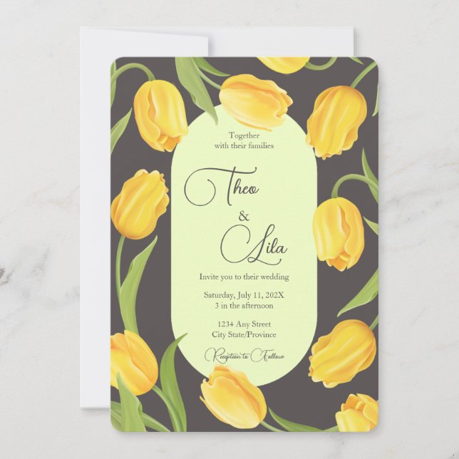 Two Lips and Tulips Wedding Invitation (Front)