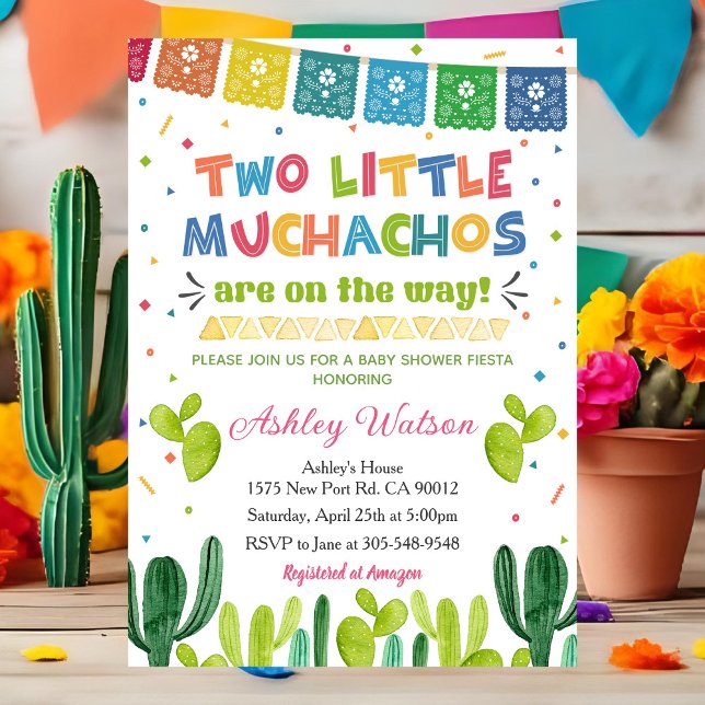 Two Litlle Muchachos Invitation Twins Baby Shower (Creator Uploaded)