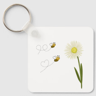 Two little and cute bees key ring