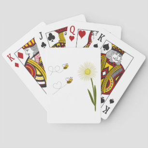 Two little and cute bees playing cards