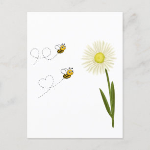 Two little and cute bees postcard
