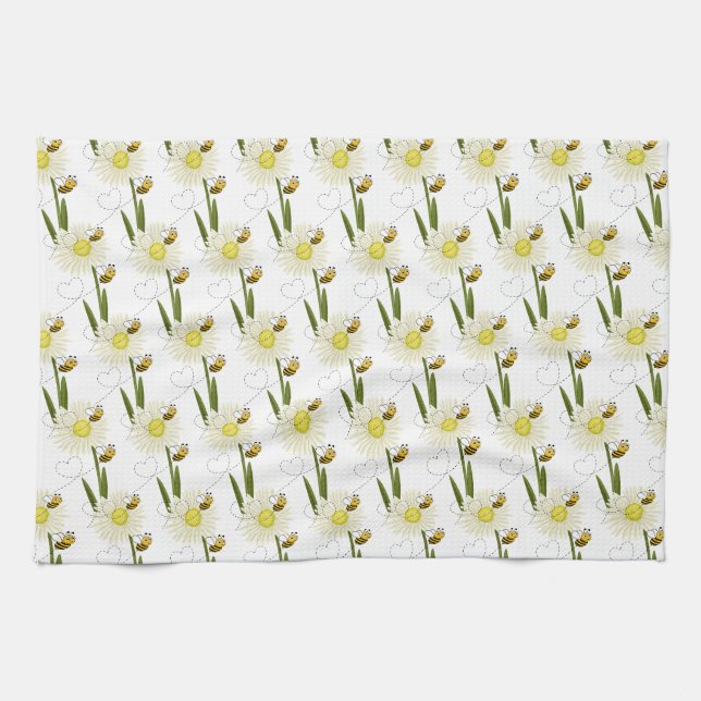 Two little and cute bees tea towel (Horizontal)