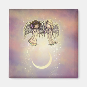 Two Little Angels on a Twinkling Night Art Magnet