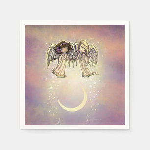 Two Little Angels on a Twinkling Night Art Napkin