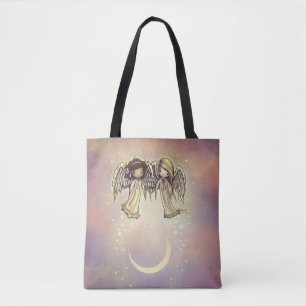 Two Little Angels on a Twinkling Night Art Tote Bag