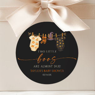 Two Little Boos Are Almost Due! Baby Shower Classic Round Sticker
