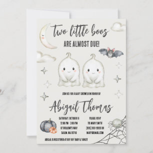 Two Little BOOs are almost Due! Twin Baby Shower Invitation