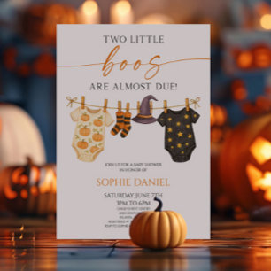 Two Little Boos Are Almost Due! Twins Baby Shower Invitation