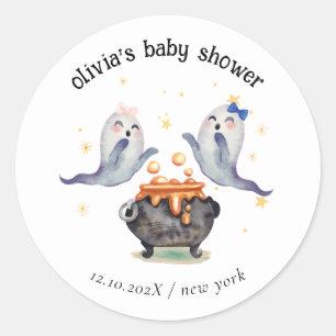Two Little Boos Ghost Halloween Twins Baby Shower Classic Round Sticker