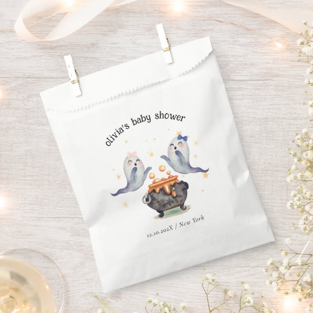 Two Little Boos Ghost Halloween Twins Baby Shower  Favour Bag (Clipped)