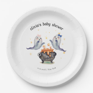 Two Little Boos Ghost Halloween Twins Baby Shower Paper Plate